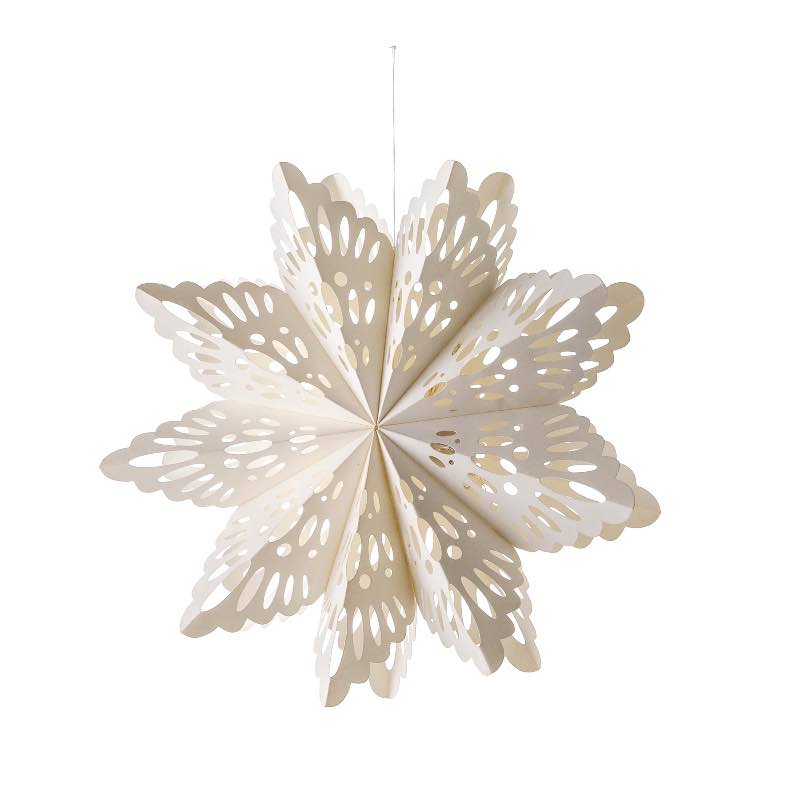 Lighted Paper Hanging Snowflake - White